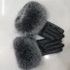 Five Fingers Gloves Female Luxury Real Leather Gloves With Real Fur Cuff Women Warm Winter Genuine Leather Gloves Ladies Casual Hand Warmer 231006