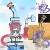 Nexus Glass Bongs Double Recycler Perc Glass Water Pipe Oil Rigs With Dome och Nail 14 mm Joint Oil Burner Purple Bubbler 8Inch