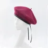 Bérets COKK laine béret automne femmes chapeau d'hiver couleur unie peinture plate cuir PU Boina Femina Beanie 231006