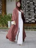 Etniska kläder mode muslimsk kimono abaya solid randig retro cardigan mantel Dubai Mellanöstern Saudiarabien Eid kläder 2023