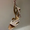 Sandales Aquazzura de qualité supérieure avec strass ornés de cheville, sandales à talons hauts, talons aiguilles, chaussures habillées, chaussures de créateurs de luxe, chaussures de fête, chaussures d'usine