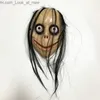 Party Masks Halloween Horror długie włosy Pvc Momo Mask Scena Dekoracja Dekoracja kreatywnego tańca