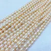 Cuentas Perlas naturales de agua dulce 6-7m Perlas en forma de arroz de alto brillo de alta calidad Pulseras hechas a mano DIY Collares Pendientes Joyería