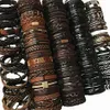 Whole lots bulk Random 50PCS 30pcs Lot punk men's leather bracelets femme pulseras bileklik couple bracelet men jewelry W296R