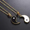 Assorti 2 pièces en acier inoxydable Yin Yang pendentif pièce de puzzle collier bijoux d'anniversaire cadeaux pour couple ou amis BFF254U