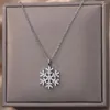 Pendant Necklaces Zircon Snowflake For Women Silver Color Stainless Steel Chain Snow Necklace Female Fashion Neck Jewelry 2023