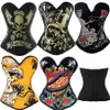 Corsetto Top Punk Corsetto sexy Bustier Skull Corsetti Moda Corsetto Donna Halloween Party Club Wear Top Plus Size S-2XL3052