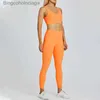 Set attivi Wyplosz Abbigliamento fitness Top Tuta da donna Palestra Abbigliamento sportivo Set Kit yoga Tuta Reggiseno Pantaloni Tessuto nudo Leggings a coste SportsL231007