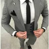 Casual Plaid Elegant Wedding Suit for Men 3pieces Jacket Pant Vest Tie Fashion Suits Tuxedo Terno Masculino Blazer241T