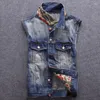 Coletes masculinos homens colete retro azul bordado sem mangas jaquetas japonês streetwear hip hop denim ly designer de moda