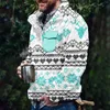 Erkek Hoodies Noel Kar Tanesi Desen Düğmesi Ön Külot Ceket Roman Spor Gömlek Cep Kapüşonlu Çeyrek Zip Sweatshirt Erkekler