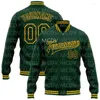 Men's Jackets Custom Green Vintage USA Flag -Black Bomber Full-Snap Varsity Letterman Jacket Baseball Button