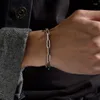 Link pulseiras homens pulseira de aço inoxidável y2k minimalista mão corrente para masculino tendência ajustável paperclip lidar com pulseira moda jóias