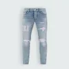 Designer Men's Jeans Split Denim Pants Mens Slim Fit Jeans Casual Hip Hop Button Pant Men Elastic Pants women's Hole sli273O