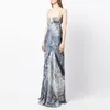 Work Dresses CINESSD 2023 Sexy Women's Denim Printing Decorative Pin Nude Back Strap Mop Skirt Women Two Piece Sets