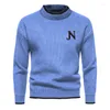 Мужские свитера 897504629 Мужские осенне-зимние свитера 2023 с цветным принтом, толстые теплые пуловеры с круглым вырезом, винтажные