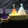 Handmade Resin Art Wood LED Light Dispaly Base Crystal Glass Resin Art Ornament Wooden Night Lighted Base Stand Crafts260N