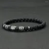 Strand 6mm Handgemaakte Natuursteen Kralen Tijgeroog Armband Antieke Om Mani Padme Hum Boeddha Armband Voor Mannen Vrouwen armband Yoga Sieraden