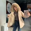 Piumino da donna versione coreana del cappotto da superamento 2023 Giacca in lana con cappuccio imbottito in cotone e imbottitura in velluto M-2XL