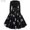 Theme Costume 2023 Autumn Gothic Halloween Comes for Women Vintage Dress Props Print Long Sleeve Scary Cosplay Party Dresses Disfraz jerL231007