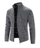 Suéteres masculinos outono inverno veludo grosso quente malhas jaqueta casaco juventude fino ajuste thread cardigan streetwear camisola