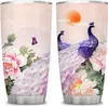 Tazas Regalos de pavo real para mujer Vaso aislado de acero inoxidable con tapa de 20 oz - Tazas de café de viaje - Regalos de cumpleaños y Navidad para mujeres 231007