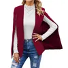 Women's Suits Women Cape Blazer Jacket Plaid Loose Chic Spring Autumn Fashion Casual Elegant Business Work Wear Black White Red Dark Blue