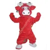 Fantasia de mascote de vaca vermelha, roupas de personagem de desenho animado de alta qualidade, vestido de carnaval de natal, tamanho adulto, festa de aniversário, roupa ao ar livre