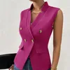 Women's Vests Double Breasted Tailored Vest Fashion Matching Items Jackets Gun-barred V-neck For Women Vintage In Coats