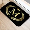 Carpets Black Golden Crown Printed Letter Bath Kitchen Entrance Door Mat Coral Velvet Carpet Indoor Floor Mats Anti-Slip Rug Home Decor 231006