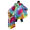 Herrenjacken Tie-Dye-Druck Herren Plus Samt Hoodie Mittellange bis lange dicke Manteljacke im Herbst und Männer große große Fleece-Linie für