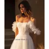Princess White Off The Shoulder Wedding Dress Long Ruffles Sleeves Garden Appliques Bridal Gowns Robe De Mariage Ball Gowns Plus Size