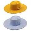 Bérets 2023 Fedora chapeau pour femmes hommes plat haut concave conception automne hiver noeud papillon Jazz coloré unisexe large bord chapeaux Panama