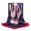 Halsdukar för kvinnor trycker Twil Hair Neck Square Silk Scarf Office Ladies Shawl Bandana 90x90cm Muslim Hijab Handkakor Korean212V