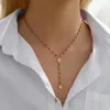 Hänghalsband ytrkiasy rostfritt stål emaljskors halsband 3 färg länk kabel kedjor krage för kvinnor smycken gåvor 15,7 tum lång