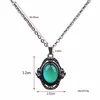 Mood Necklaces Retro Elliptic Jewelry Pendant Necklace Temperature Control Color Change Necklace Stainless Steel Chain1274N