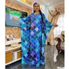 Roupas étnicas Vestidos Africanos para Mulheres Azul Abaya Diamantes Kaftan Solto Maxi Vestido Dashiki Boubou Robe Maroccan Vestido Caftan