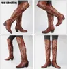 Сапоги AOSPHIRAYLIAN, женские ботфорты выше колена с вышивкой, ковбойские сапоги в стиле вестерн с цветочным принтом, коричневые туфли в стиле ковбой 231007