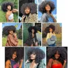 Syntetiska peruker Short Afro Kinky Curly peruk med lugg för svarta kvinnor Naturliga blond cosplay Glueless High Temperatur Hair 231006