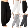 Yogahosen für Herren, lässig, einfarbig, Baggy-Hose, Bauchtanz, Yoga, Haremshose, Slacks, Jogginghose, trendige lockere Tanzkleidung, S-3XL287V