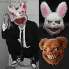 Máscaras de festa Halloween Party Bloody Head Cover Rabbit Bear Cosplay Máscara para Mulheres Homens Headgear Props Horror Cosplay Party Costume Acessórios Q231009