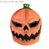 Maski imprezowe Pumpkin Helmet Mask Halloween Cosplay Horror Zabawny lateks Full Heakdress Funny Horror Mascaras Halloween Prop Masques Q231007