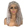 Cabelo humano virgem indiano prata cinza 150% densidade dupla desenhada 13x5 HD peruca dianteira de renda suíça para mulher negra