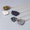 2020 Nytt mode oregelbundet natursten hänge halsband Vit grå regnbåge Multi Spar Quartz Druzy Crystals Necklace Jewelry213w