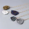 2020 Nouvelle mode irrégulière pierre naturelle pendentif colliers blanc gris arc-en-ciel Multi Spar Quartz druzy cristaux collier bijoux 213W