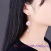 Boucles d'oreilles pendantes rose Jade fleur mode 925 argent charme chinois bijoux pierres précieuses naturelles sculptées cadeau femmes Vintage pierre luxe