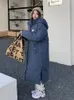 Dames Trenchcoats Winter Wit Bubble Coat Dames Koreaanse losse capuchon Lange gewatteerde jas Mode High Street Girls Uitloper Rits Warm