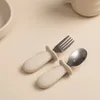 Tazze Piatti Utensili Tinta unita Gadget per bambini Set da tavola Utensili per bambini Acciaio inossidabile Alimenti per neonati Cucchiaio Forchetta Stoviglie per bambini Posate 231007