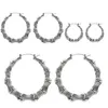 Boucles d'oreilles grand cercle en bambou couleur argent or pour femmes Hip Hop grande célébrité N58F350K