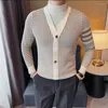 Männer Pullover Herbst Winter Casual Business Strickjacke Britischen Stil Plaid Halb Stehkragen Slim Fit Pullover Männer Kleidung